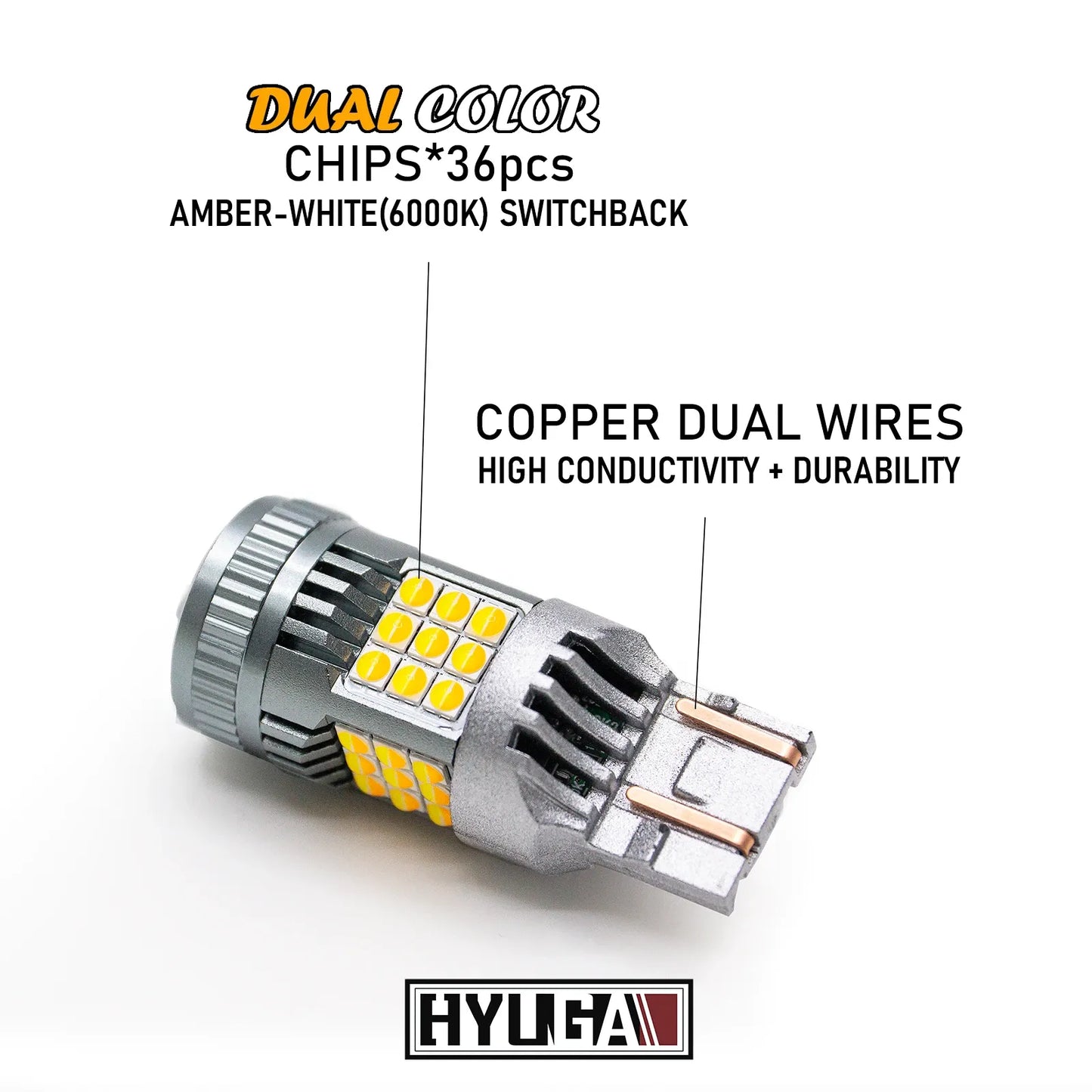 LED Switchback White / Amber Auto LED Bulb T20 7443 7444 36SMD Turn Signal Daytime Running Light DRL Parking Light (1 Pair)