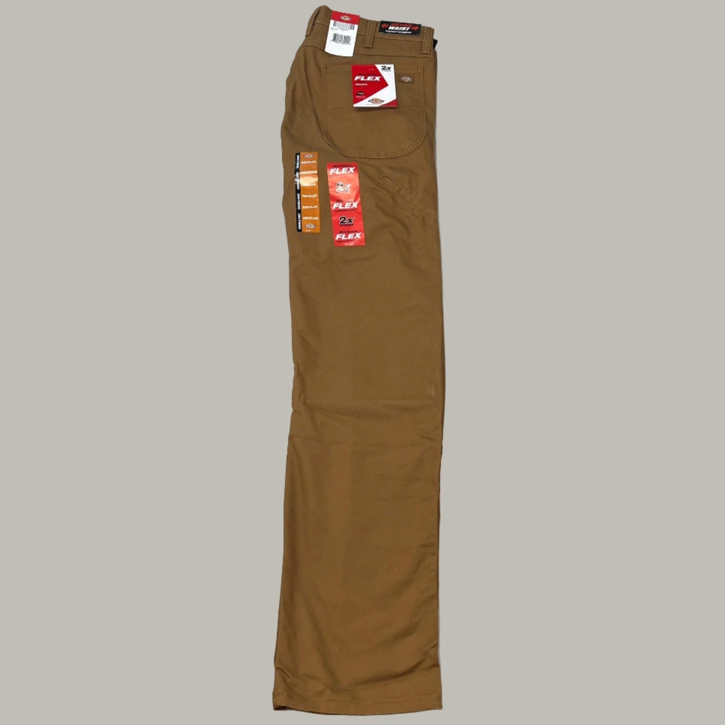 DICKIES Flex Regular Fit Double Knee Pant Men's Sz 38X30 Stonewashed Brown Duck