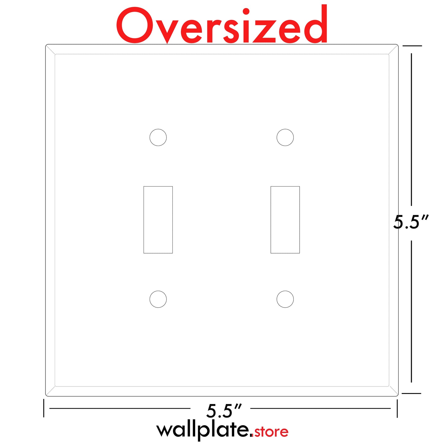 2 Gang Jumbo Oversized Toggle Switch Wall Plate Cover - White Metal - Made in USA