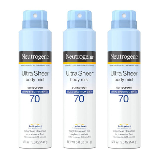 Neutrogena Ultra Sheer Body Mist Sunscreen Spray, Broad Spectrum SPF 70