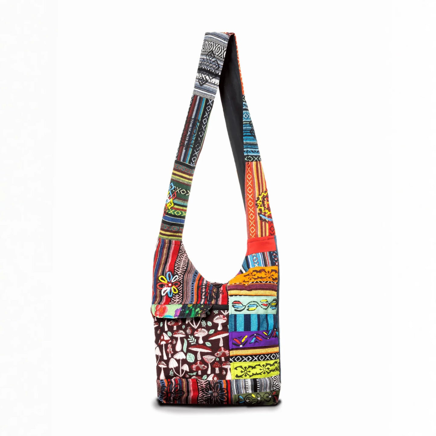 Kathmandu Collection Tribal Stripe Patchwork Hobo Bag