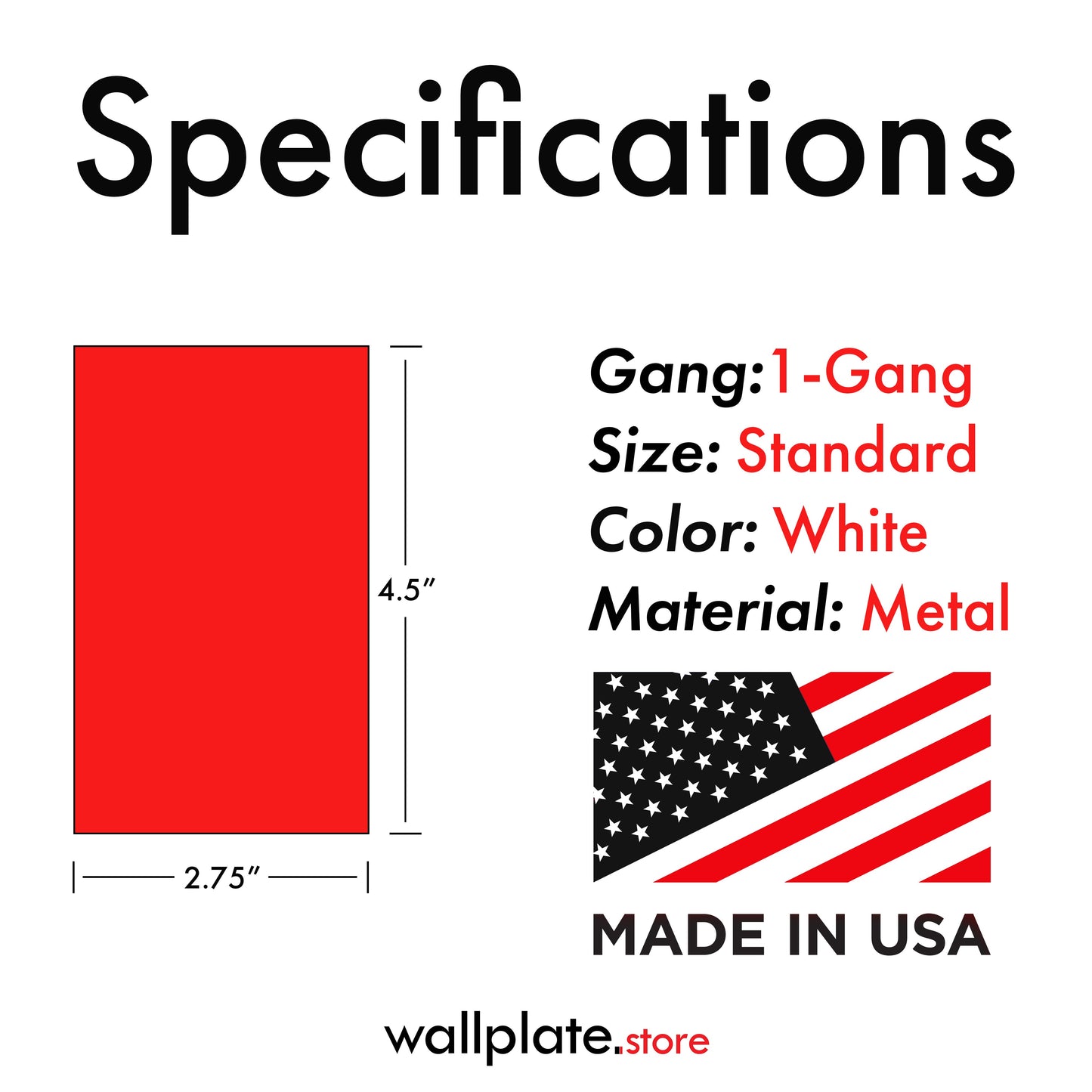 1 Gang Single White Plastic Single Receptacle Cover