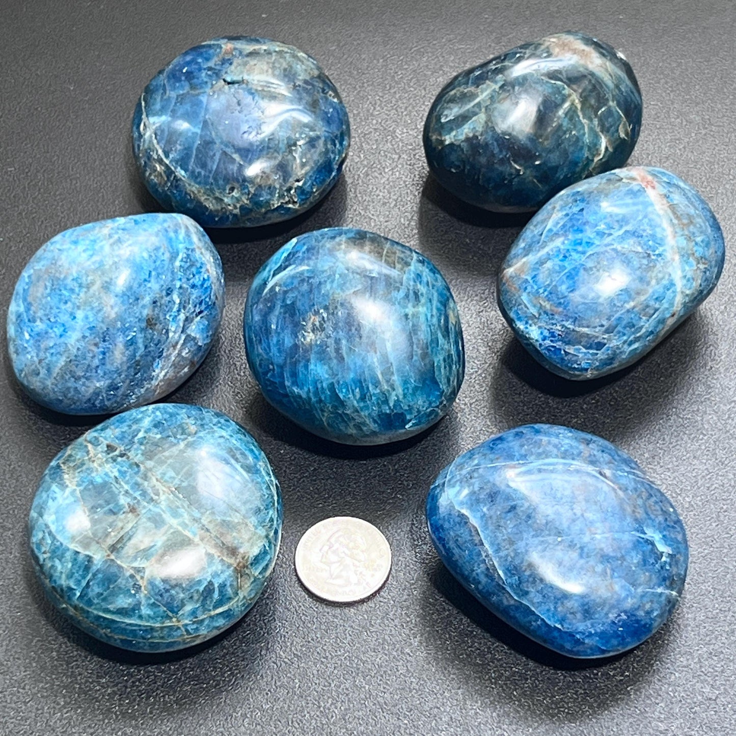 Blue Apatite Large Freeform Palm Stones (2 to 2.5 Inches) Polished Carving Gemstones