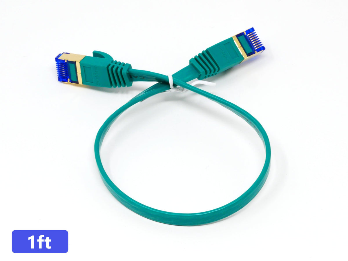 QualGear Cat 7 Ethernet Patch Cable, Flat, F/UTP Foil Shielded, 10 Gbps 600 MHz, QG-CAT7F