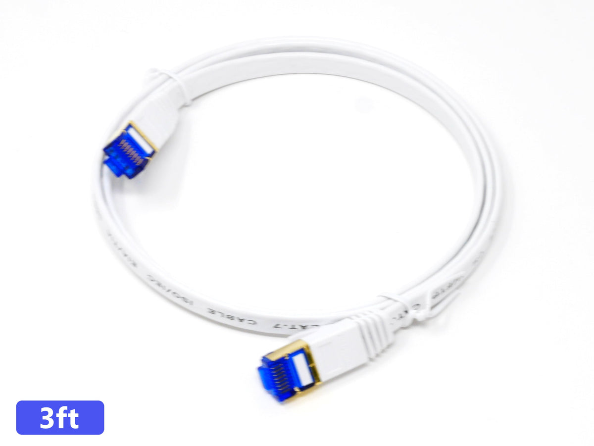 QualGear Cat 7 Ethernet Patch Cable, Flat, F/UTP Foil Shielded, 10 Gbps 600 MHz, QG-CAT7F