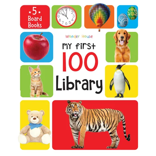 My First 100 Library: Boxset of 5 Early Learning Board Books for Kids/Children (Homeschool / Preschool / Baby/Toddler)