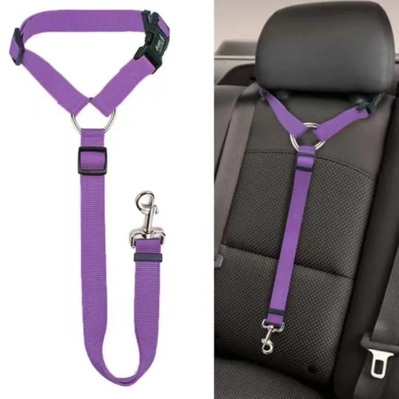 Solid Color 2-in-1 Pet Car Seat Belt & Adjustable Nylon Leash