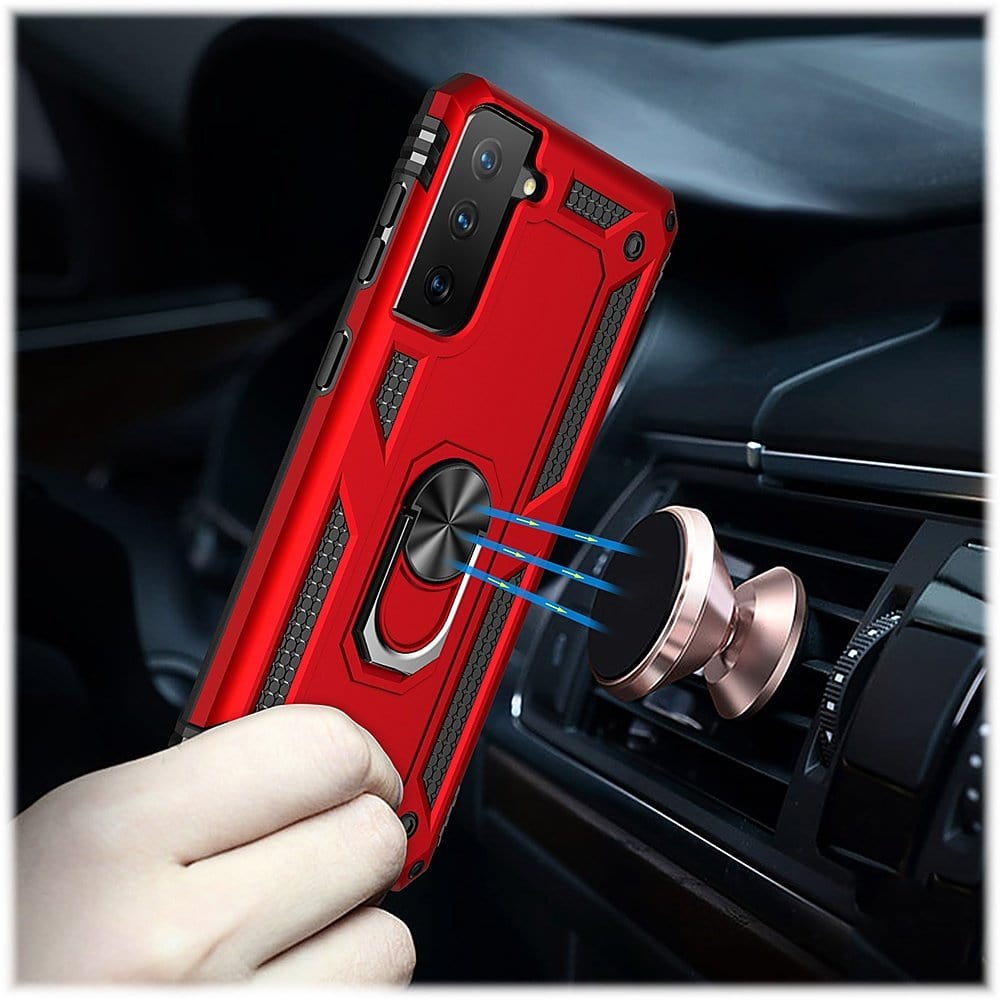 Red Military Kickstand Series Case - Samsung Galaxy S21 FE 5G