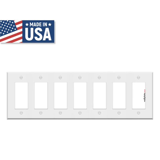 7 Gang White Metal Decora® Style Rocker GFCI Switch Wall Plate Cover - Made in USA