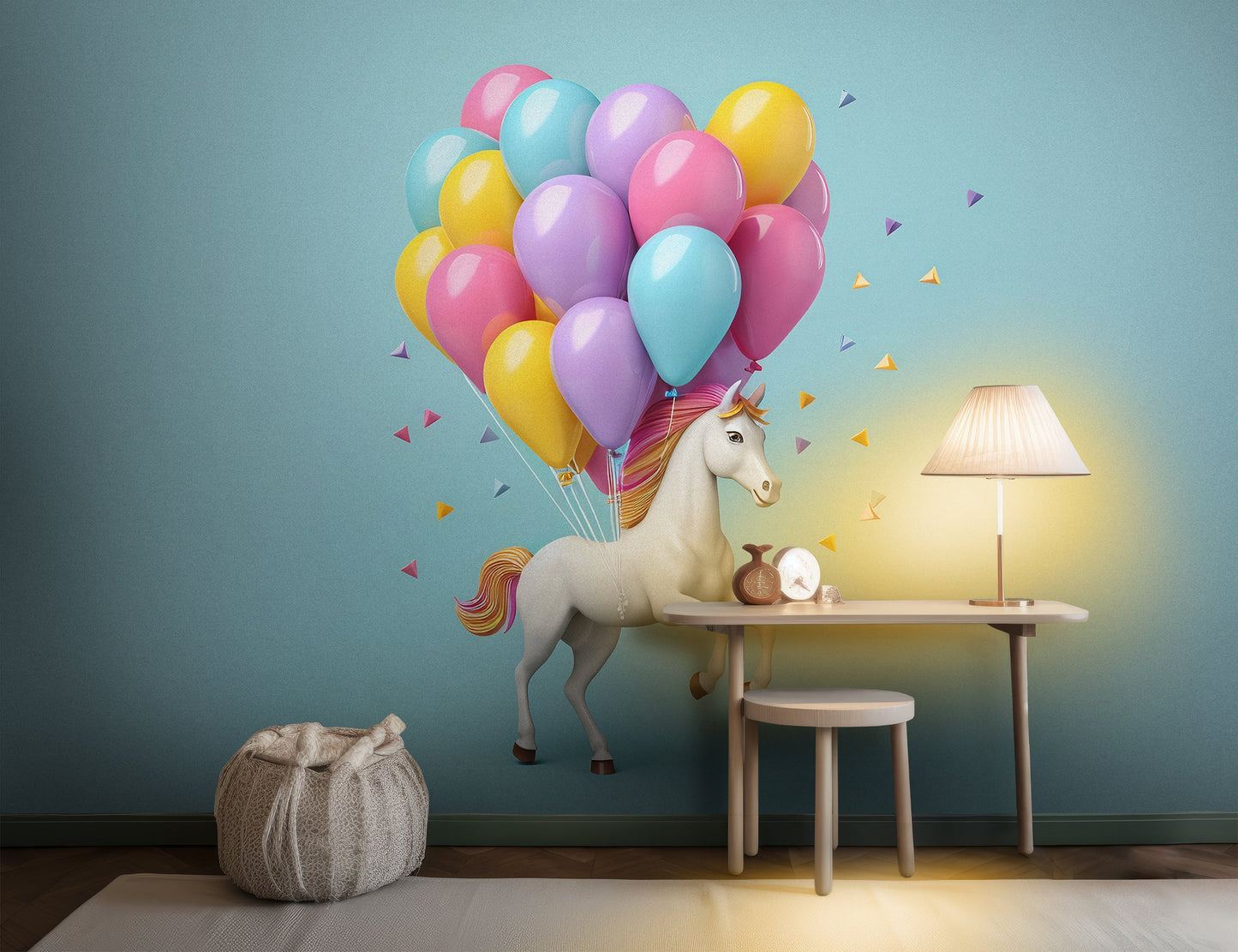 Colorful Balloons Horse Wall Mural