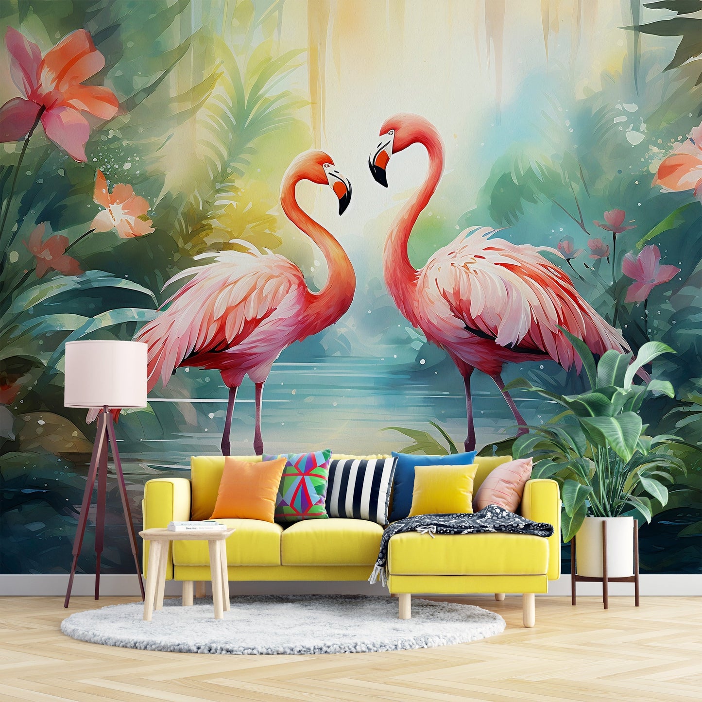 Tropical Flamingo Mural