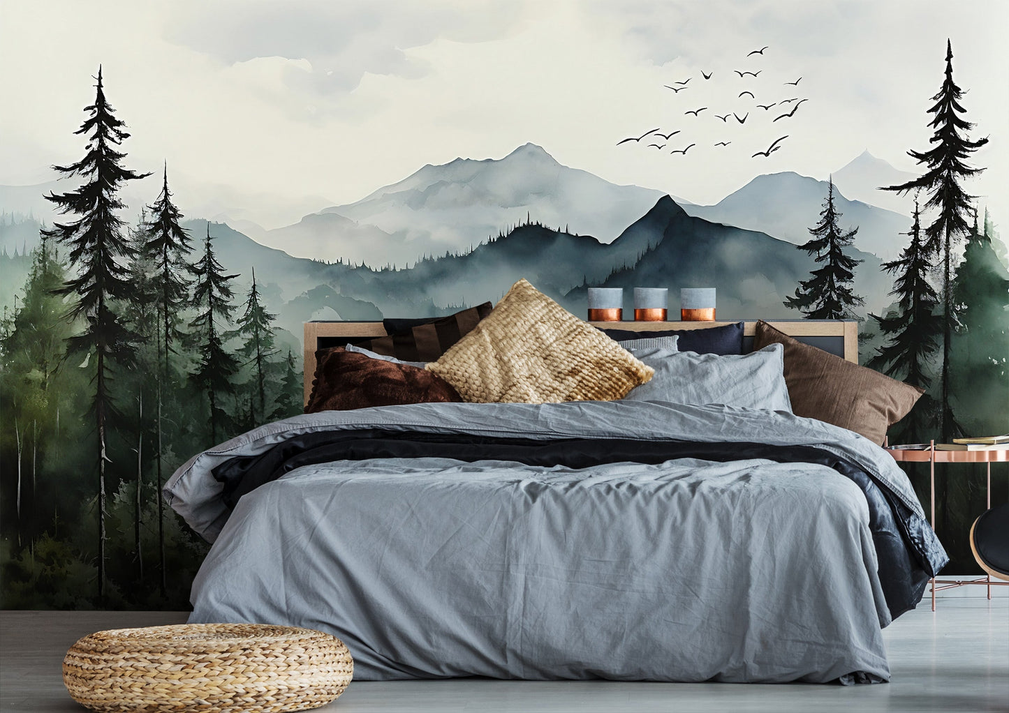 Foggy Forest & Mountain Wall Mural