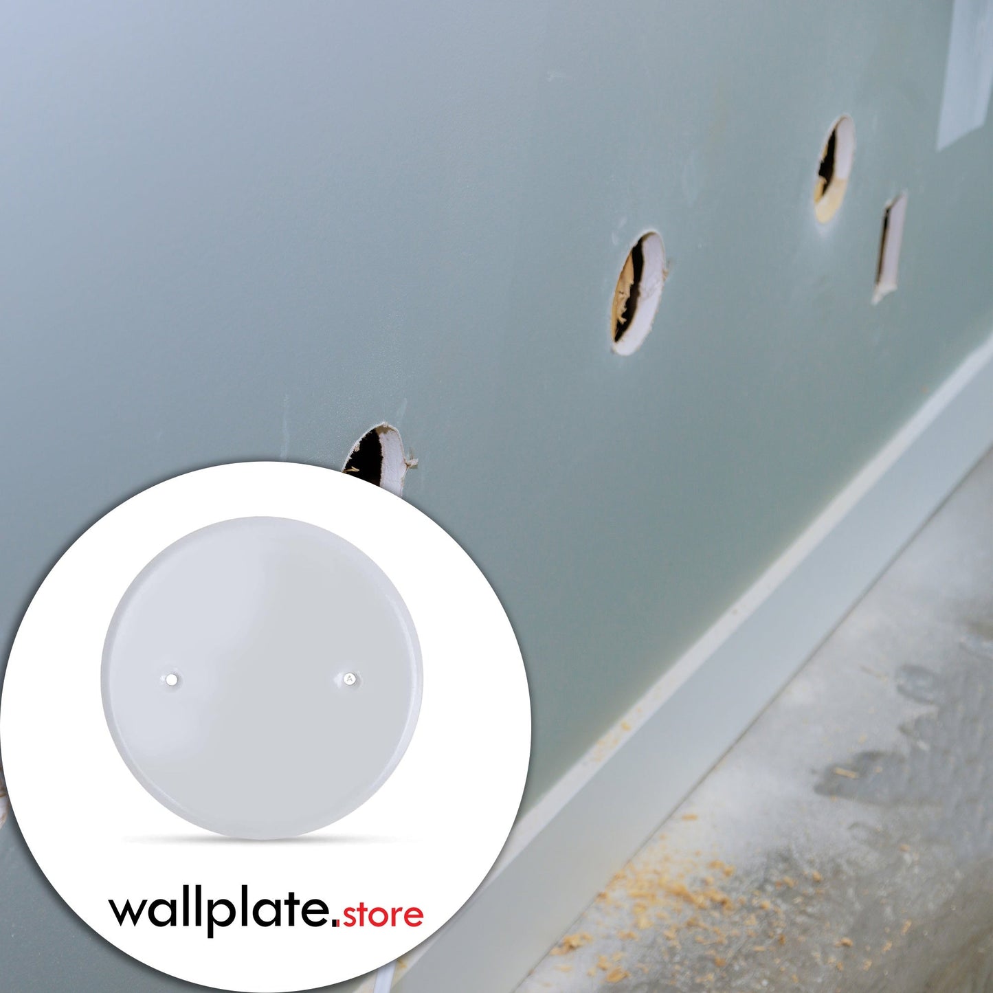 5" White Flat Canopy, two screw holes 2.75 inches apart, With Matching Screws