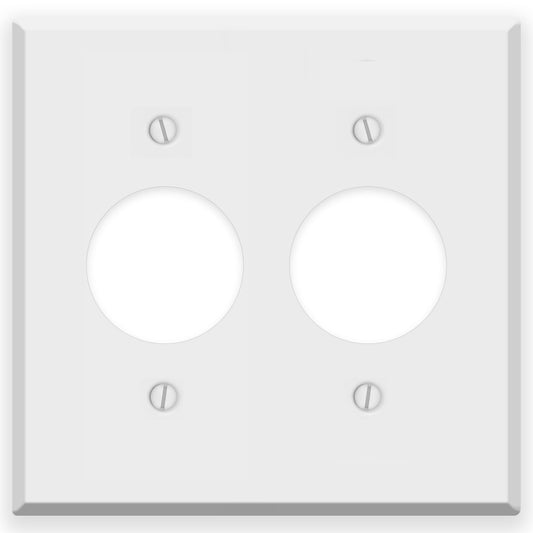 2 Gang White Plastic Single Receptacle Wall Plate
