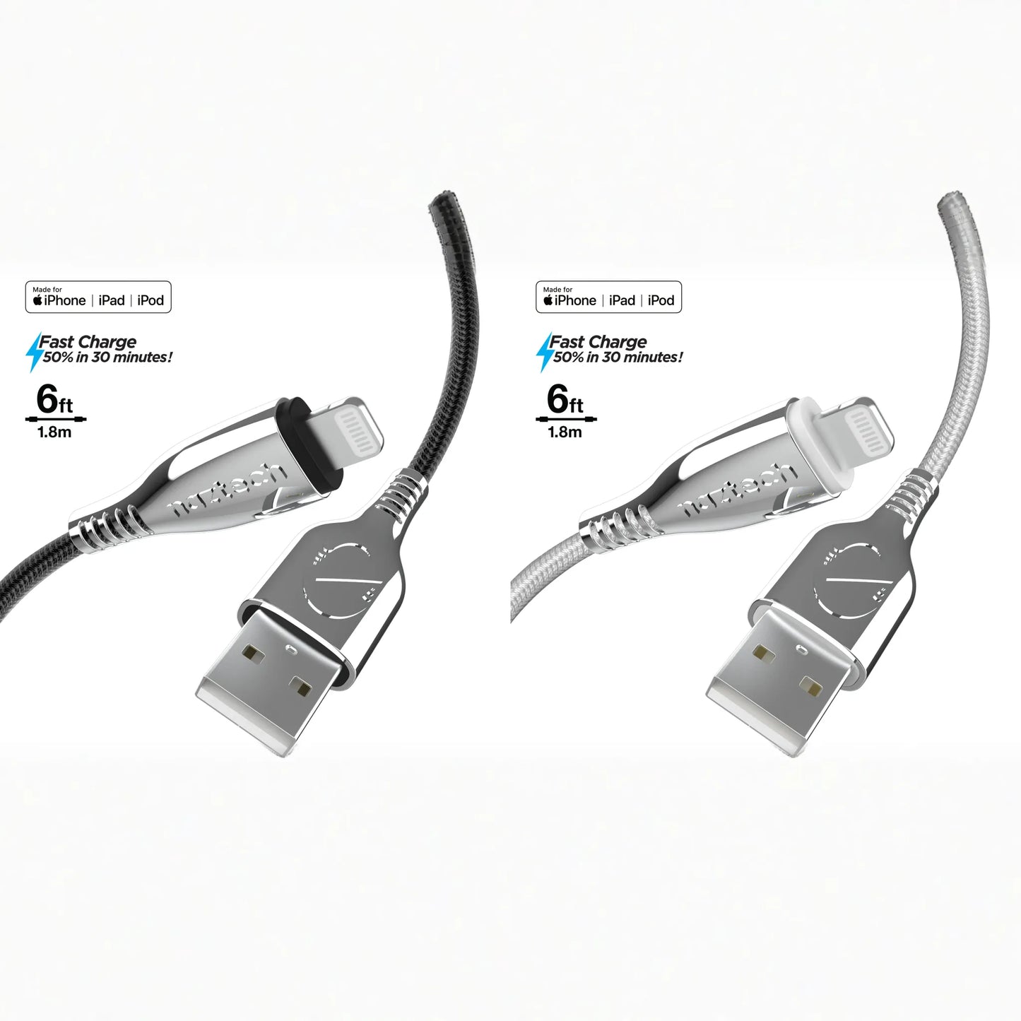 Naztech Titanium USB to MFi Lightning Braided Cable 6ft