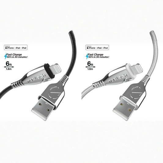 Naztech Titanium USB to MFi Lightning Braided Cable 6ft