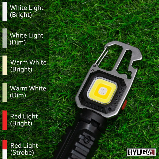 Mini Keychain COB Light 1000 Lumens Super Bright LED Rechargeable Flashlight as Outdoor Flashlight, Bottle Opener, Emergency Light, Screwdriver, Window Breaker (Pack of 1)