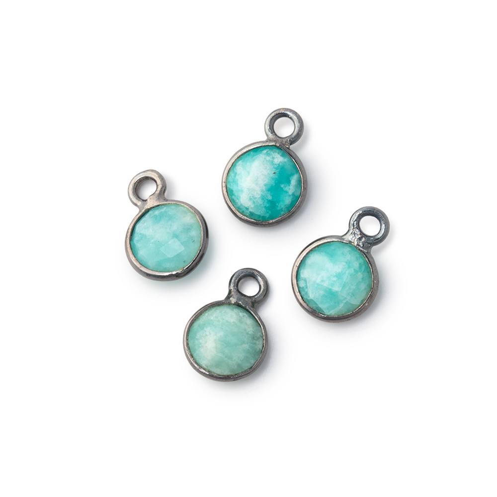 7mm Bezel Set Amazonite Faceted Coin Set of 4 Pendants