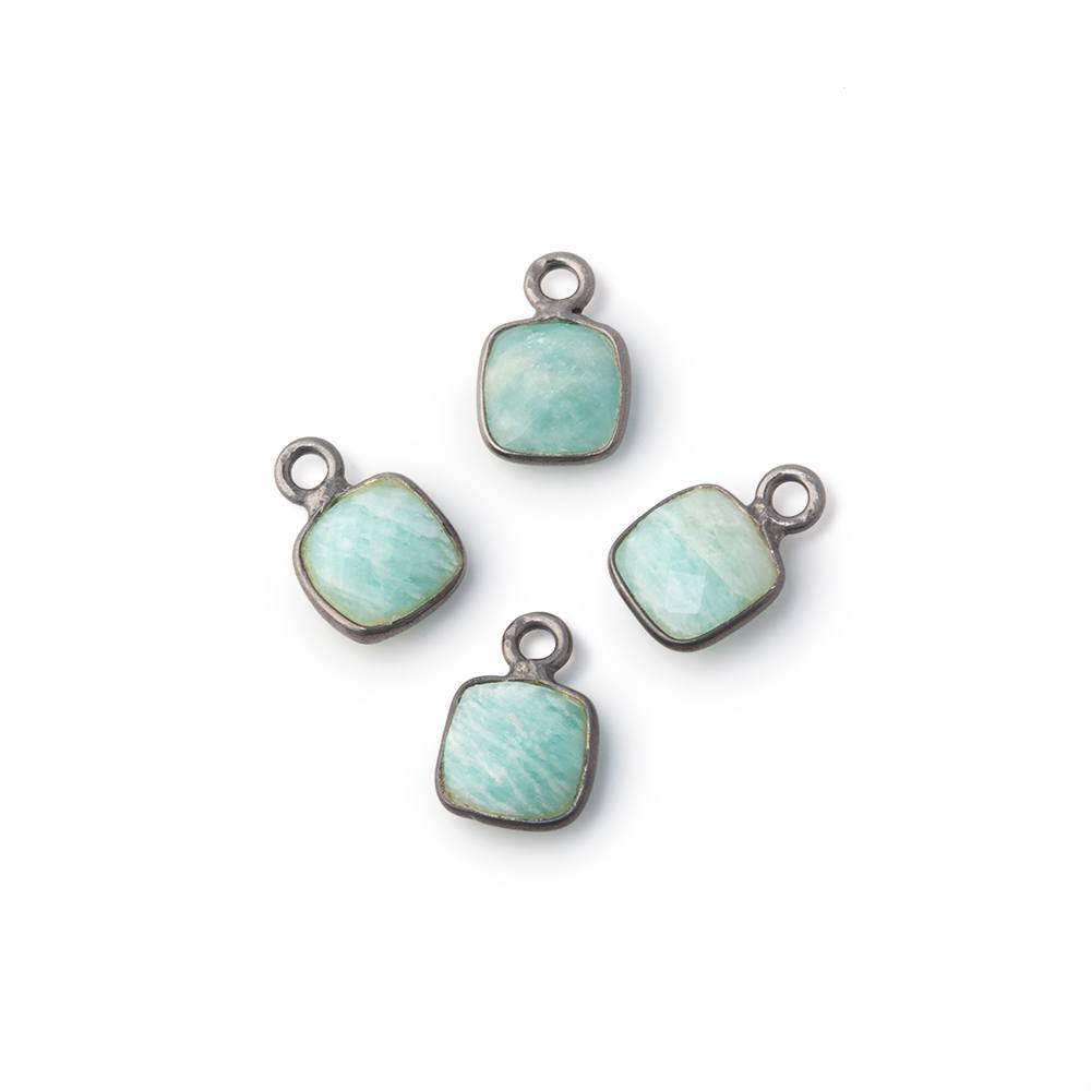 7mm Bezel Set Amazonite Faceted Cushion Set of 4 Pendants
