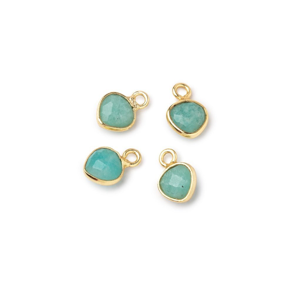 7mm Bezel Set Amazonite Faceted Heart Set of 4 Pendants