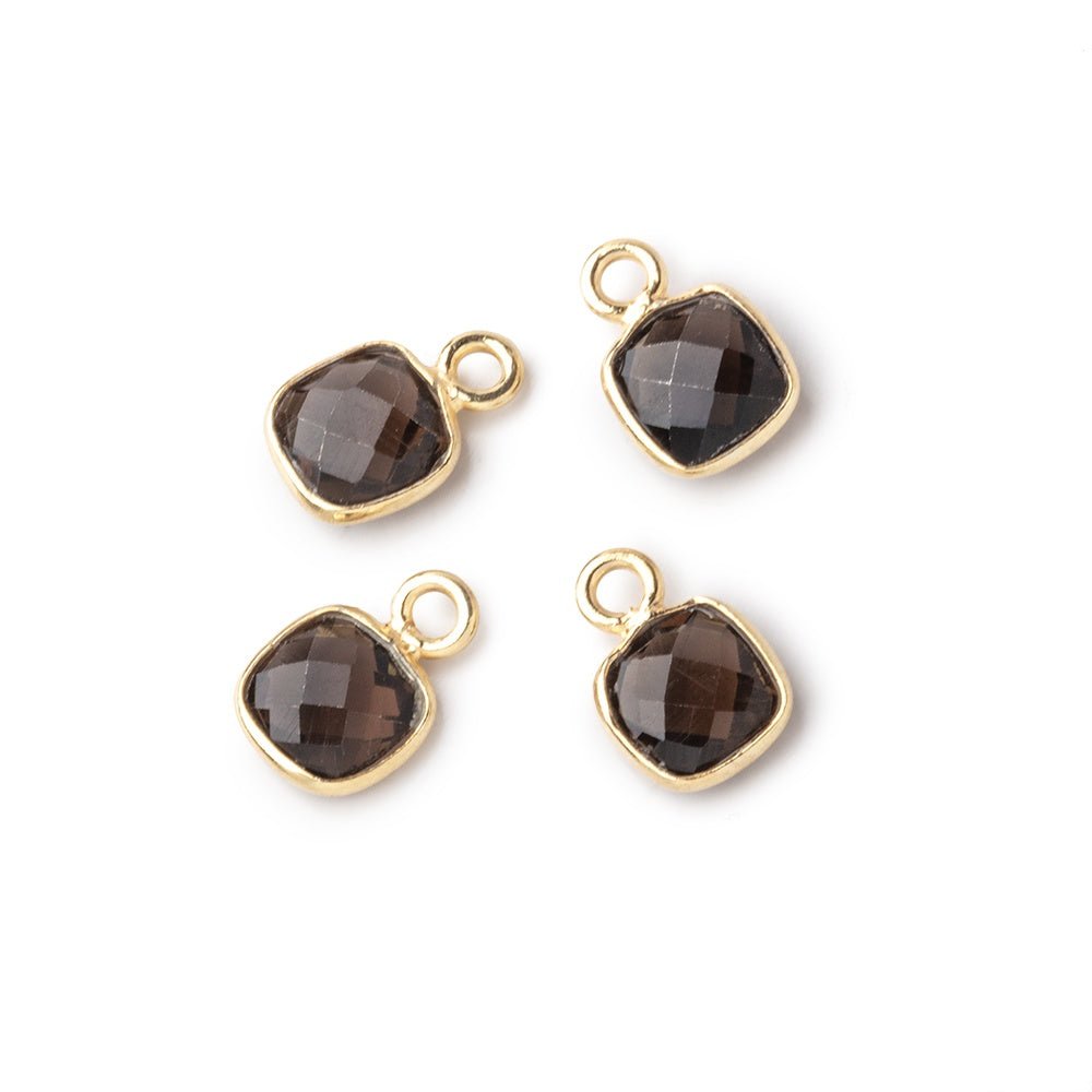 7mm Bezel Set Smoky Quartz Faceted Cushion Set of 4 Pendants