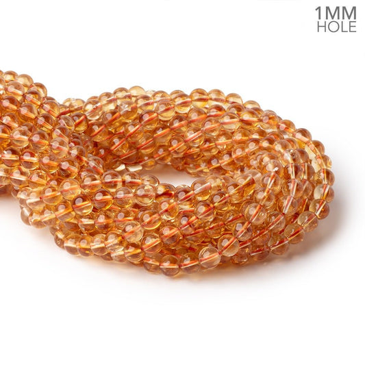 7mm Citrine Plain Rounds 15 inch 58 Beads with 1mm Drill Holes AA