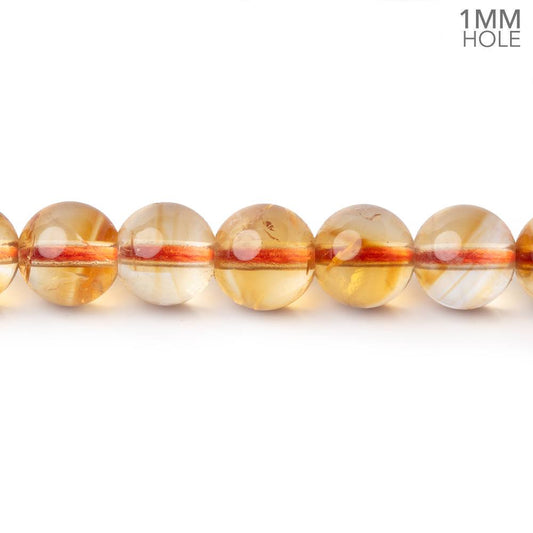 7mm Citrine Plain Rounds 15 inch 58 Beads with 1mm Drill Holes AA