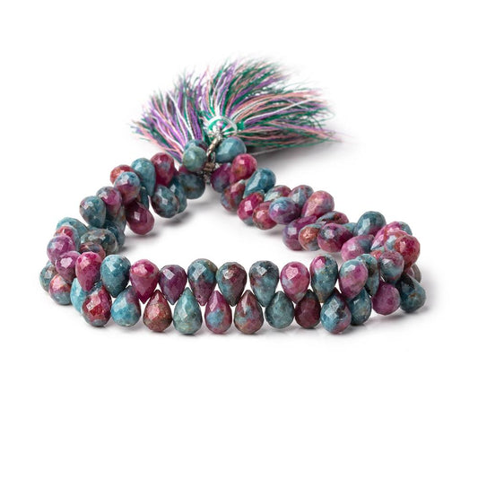 7x5-9x6mm Ruby in Kyanite Faceted Tear Drop Beads 8 inch 77 pieces