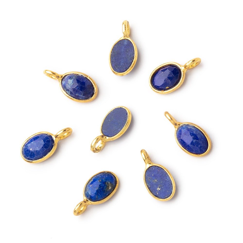 7x5mm Vermeil Bezel Lapis Lazuli Rose Cut Oval Pendant 1 piece