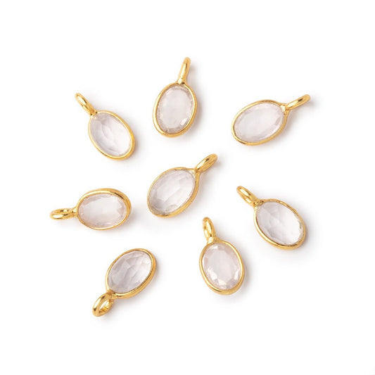 7x5mm Vermeil Bezel Rose Quartz Rose Cut Oval Pendant 1 piece