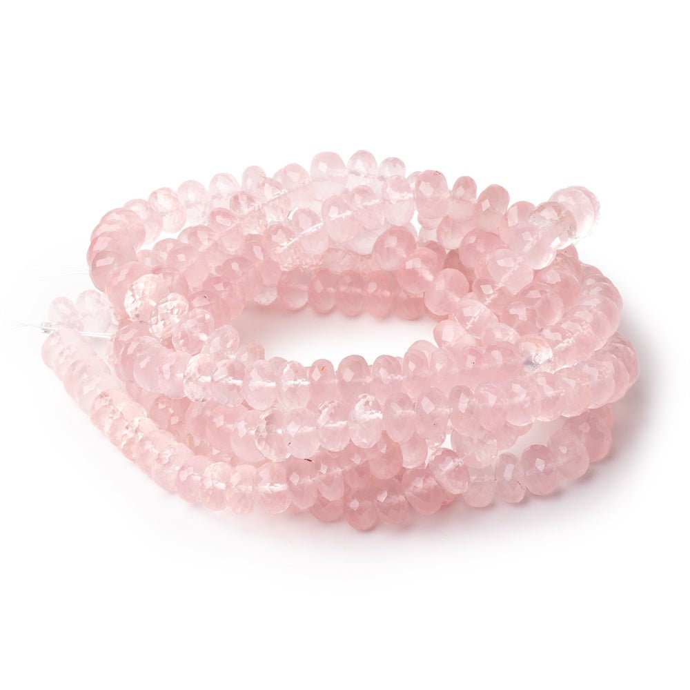 8-8.5mm Rose Quartz Faceted Rondelle Beads 16 inch 78 pieces AA