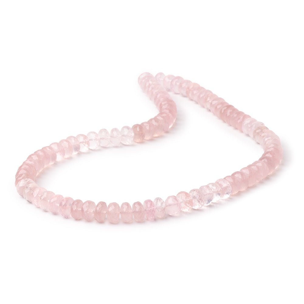 8-8.5mm Rose Quartz Faceted Rondelle Beads 16 inch 78 pieces AA