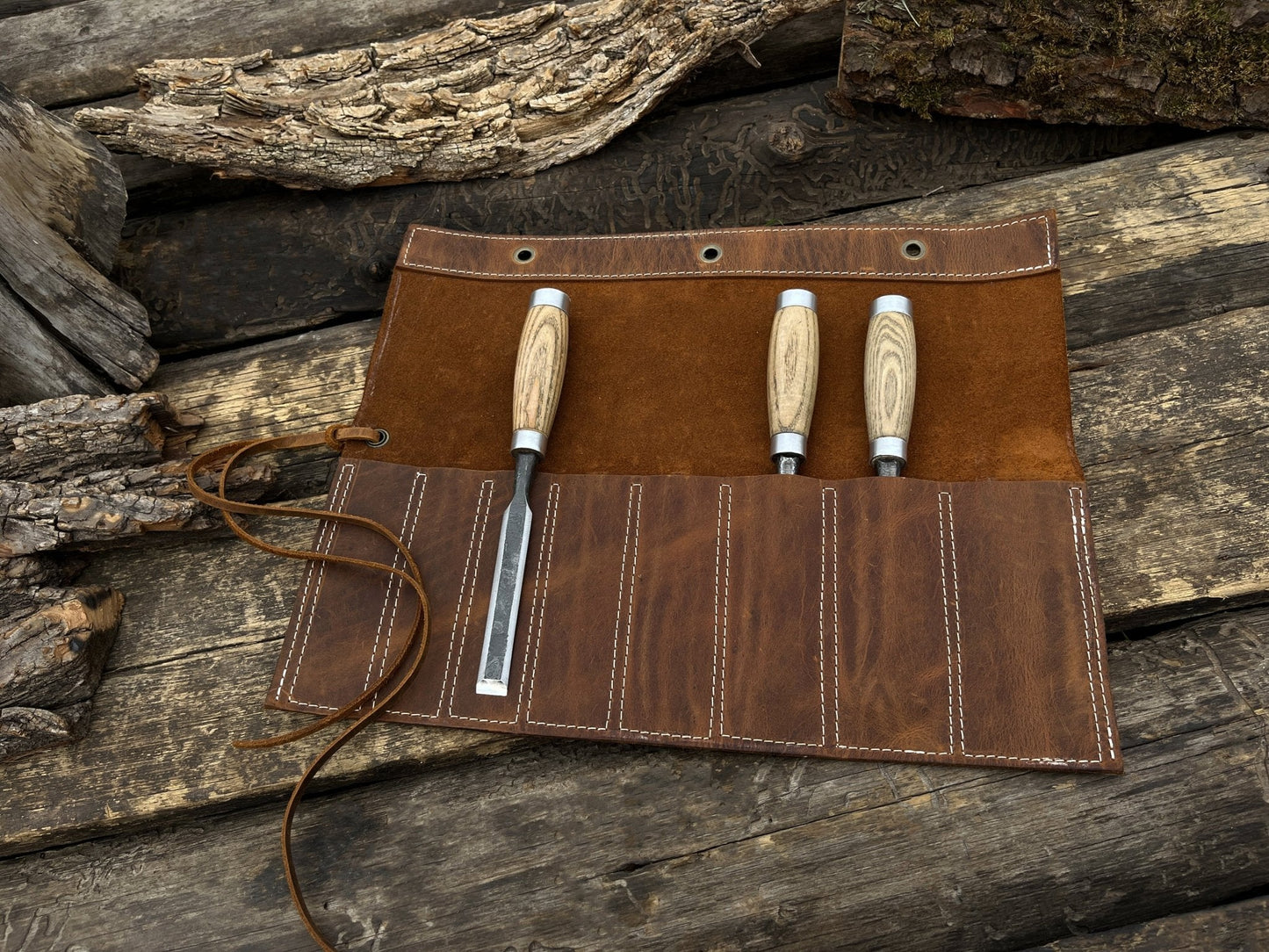 8 Pocket Leather Chisel Roll
