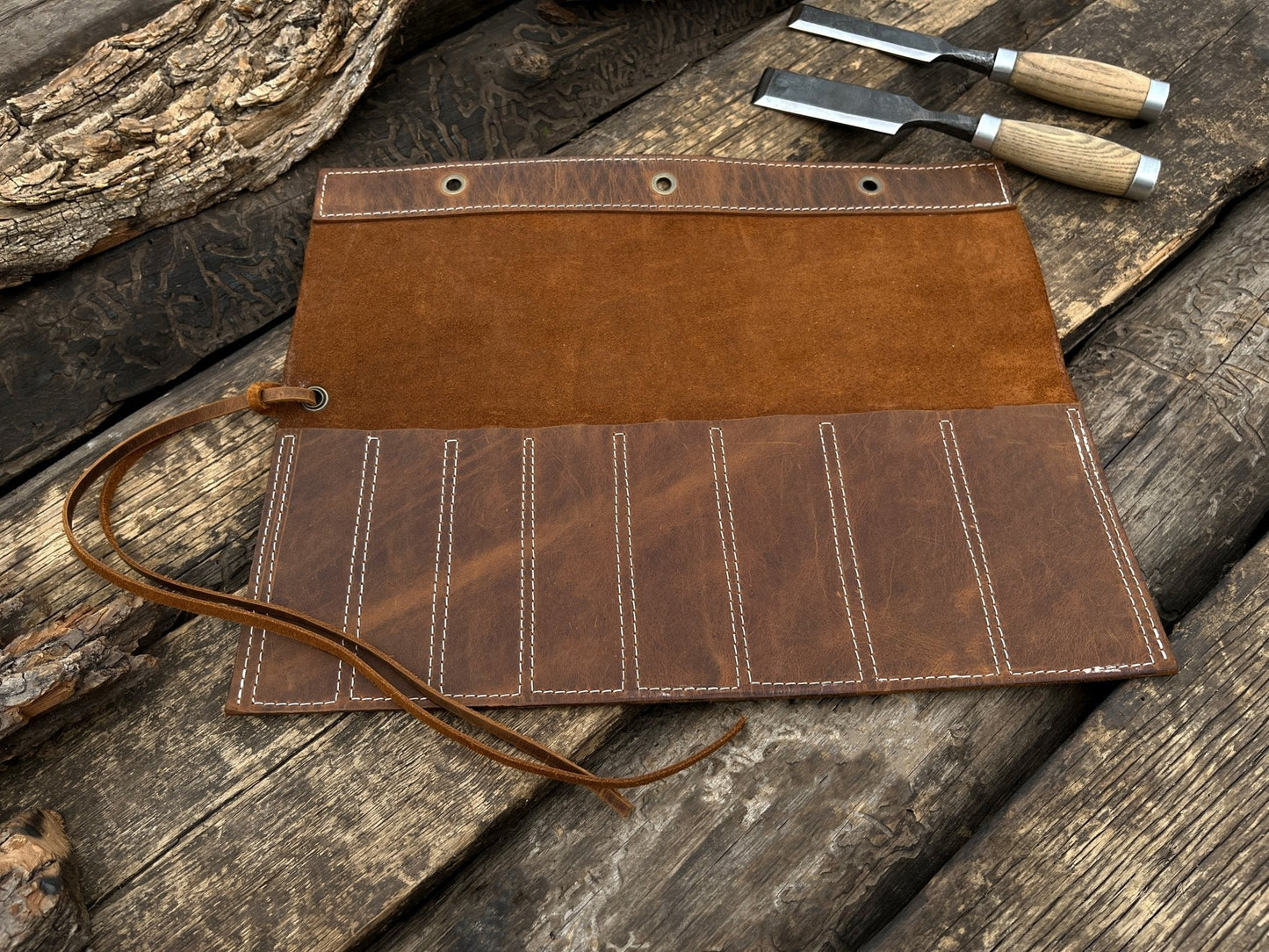 8 Pocket Leather Chisel Roll