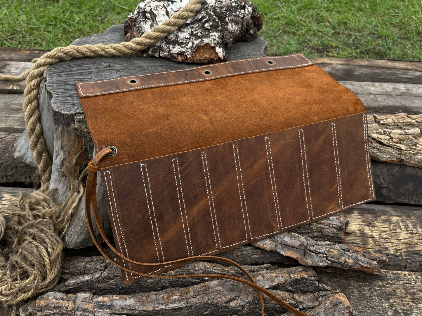 8 Pocket Leather Chisel Roll