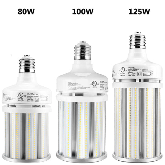 LED Corn Bulb 27W 36W 45W 54W 80W 100W 125W 5000K Daylight E26 E39 Base Optional for Indoor Outdoor LED Light Fixture UL DLC Listed