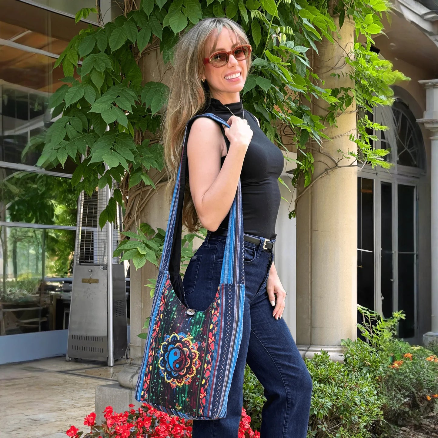 Kathmandu Collection Yin Yang Print Hobo Bag