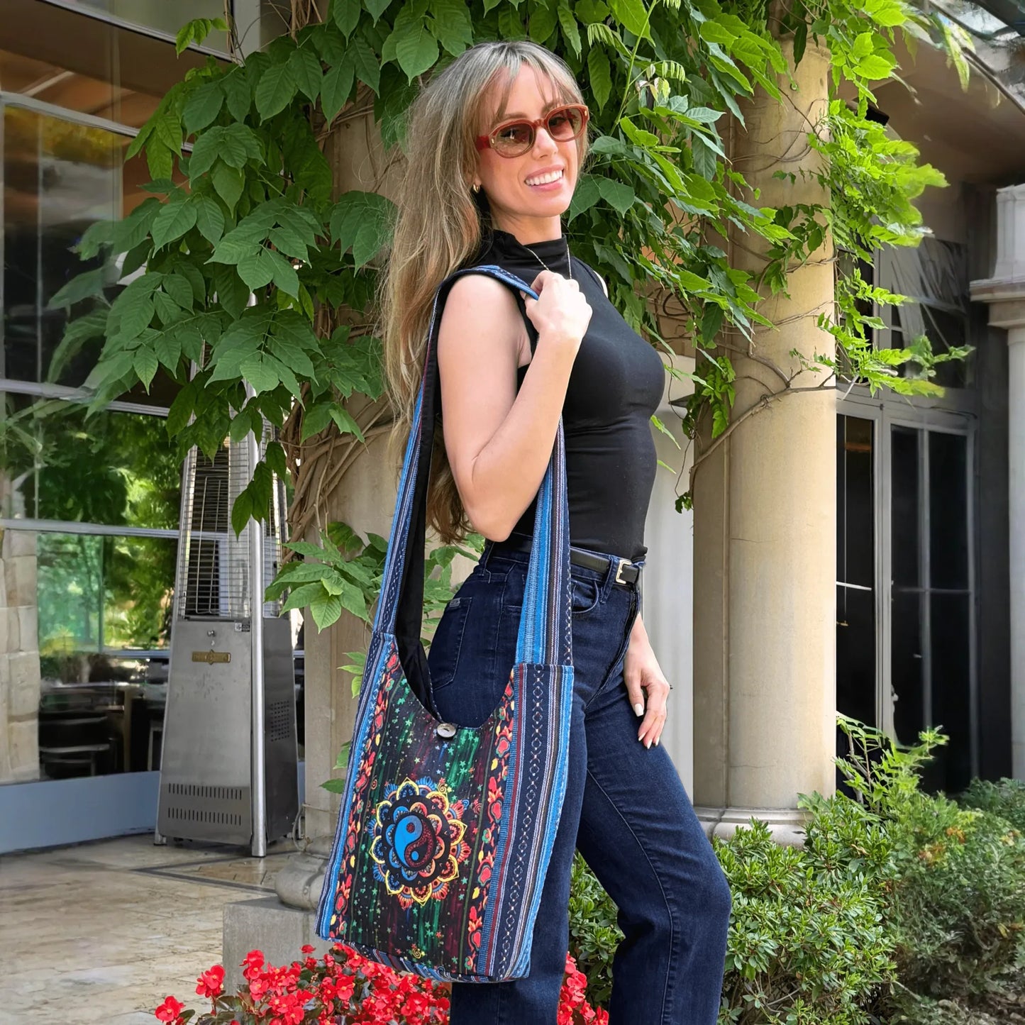 Kathmandu Collection Yin Yang Print Hobo Bag