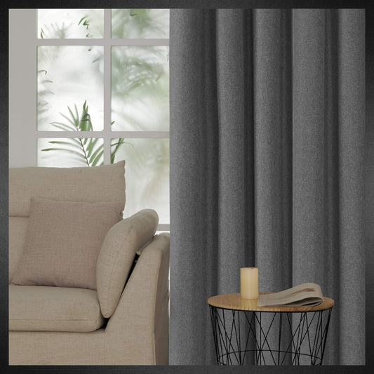 Noise Reducing Blackout Curtains, 52x63 Inch, Grey