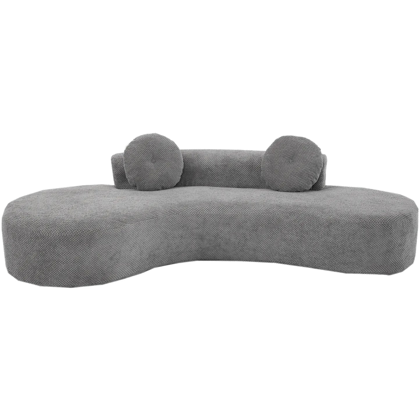105.5''Curved Sofa, Modern Minimalist Sofa, Cloud Couch Sofa 3-4 Seater Couch with 2 Pillows,Bedroom,  No Assembly Required, Point-shaped corduroy,(Anti-Wrinkle) , Gray