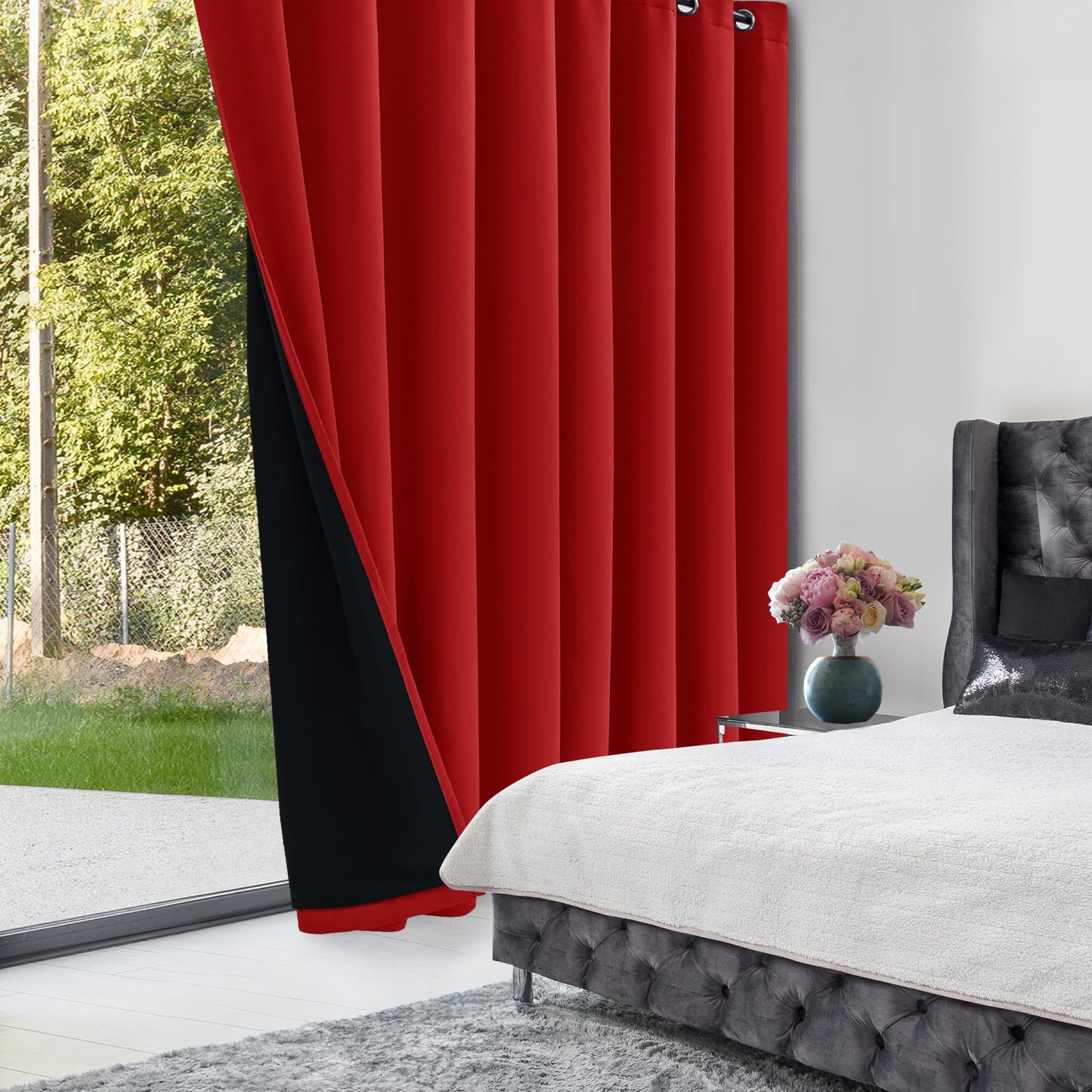 Double Layer Total Blackout Curtain, 1 Panel, White