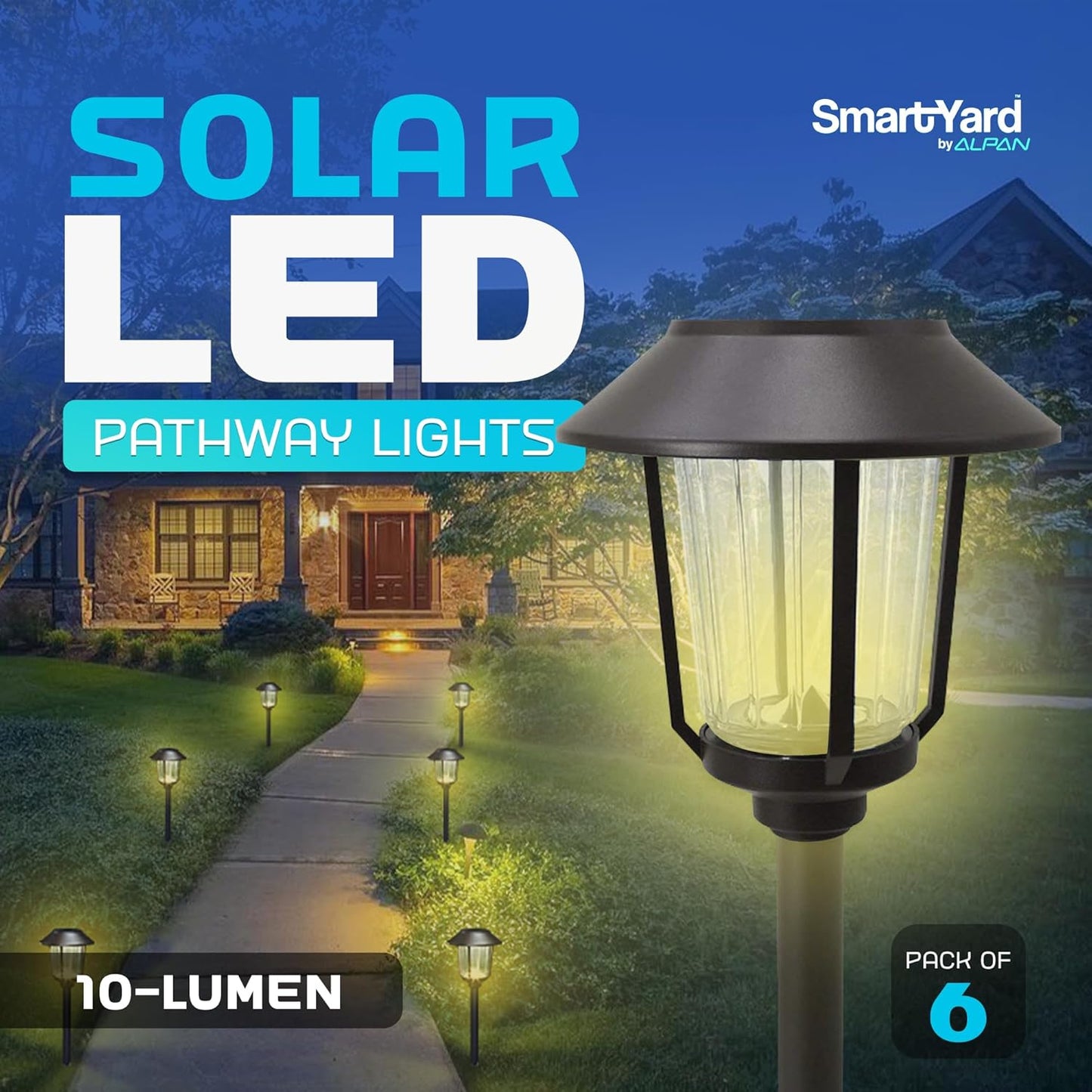 Smartyard Solar LED Large Pathway Lights 10 Lumen  - 6 Pack