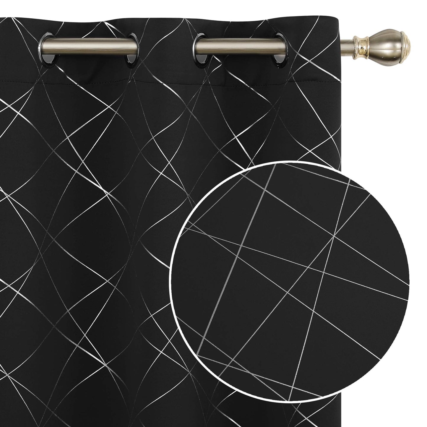 Geometric Blackout Curtains, Taupe, 52x108 Inch, 2 Panels