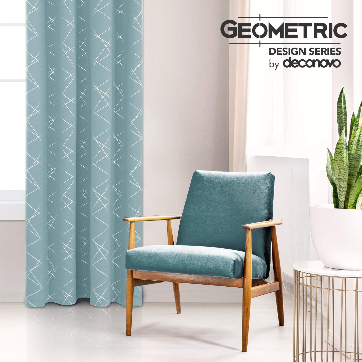 Geometric Blackout Curtains, Taupe, 52x108 Inch, 2 Panels