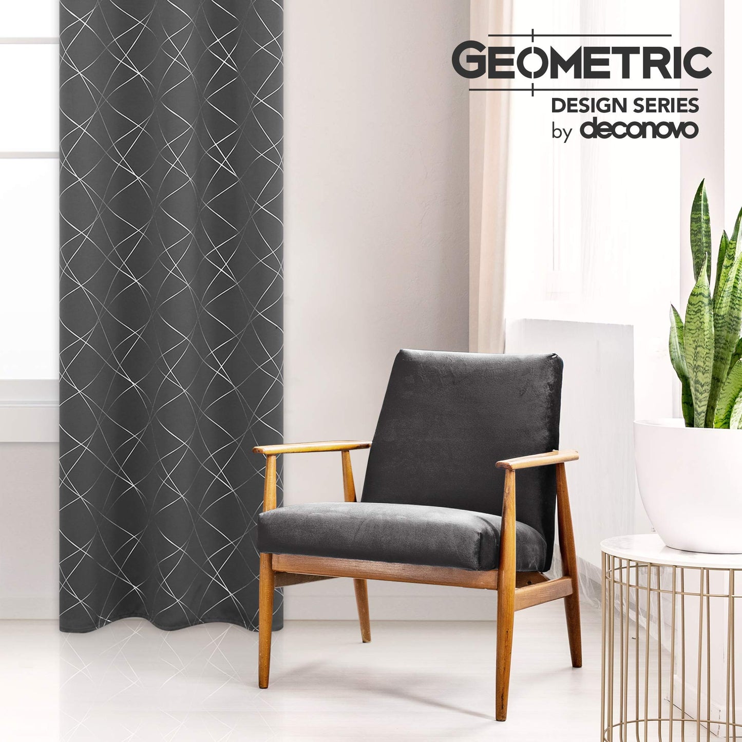 Geometric Blackout Curtains, Taupe, 52x108 Inch, 2 Panels
