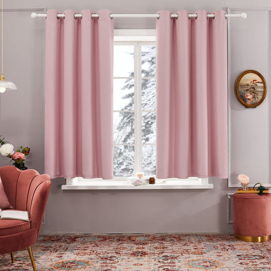 Blackout Thermal Insulated Curtains, Pink, 2 Panels