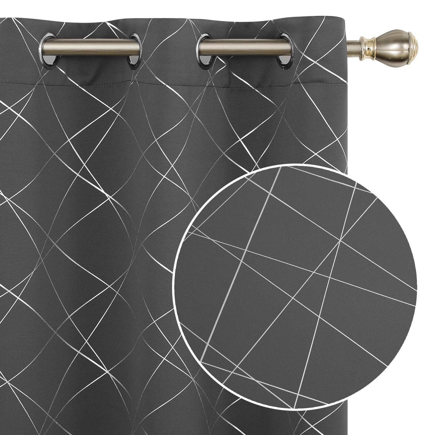 Geometric Blackout Curtains, Taupe, 52x108 Inch, 2 Panels