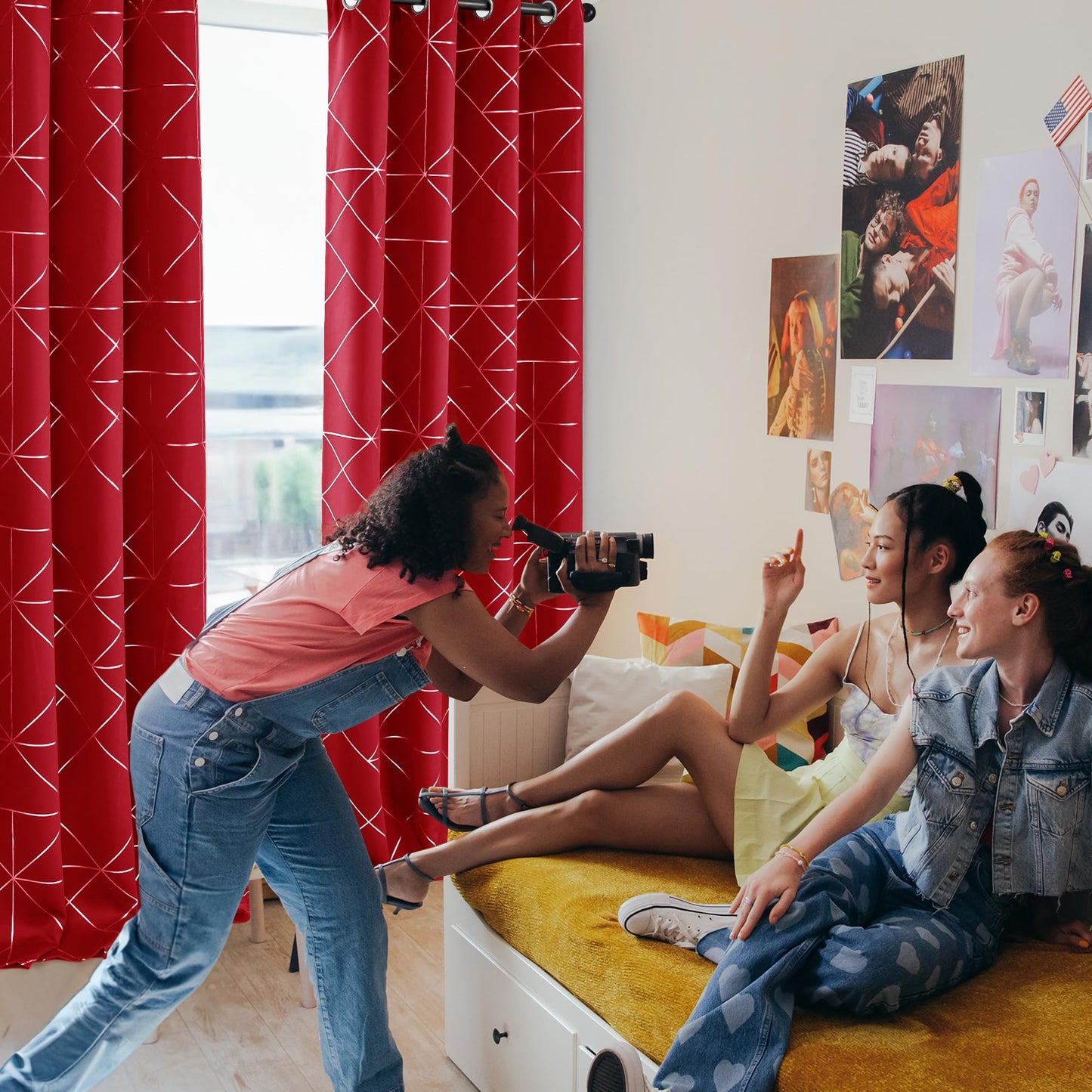 Geometric Blackout Curtains, Taupe, 52x108 Inch, 2 Panels