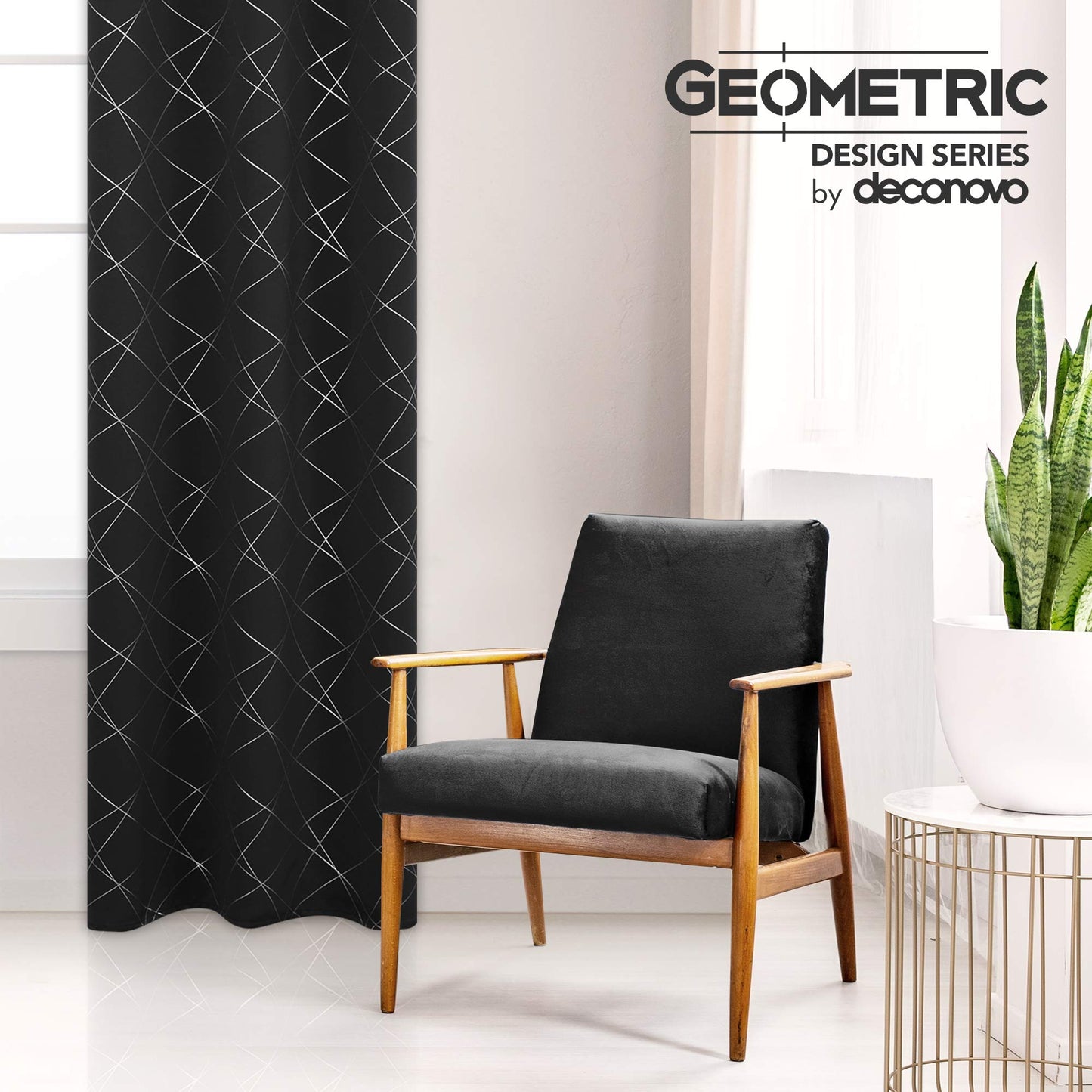 Geometric Blackout Curtains, Taupe, 52x108 Inch, 2 Panels