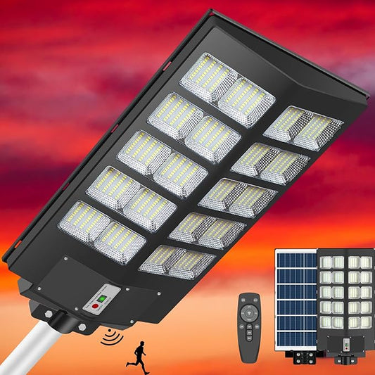 4800W Commercial Solar Street Lights Dusk to Dawn , Motion Sensor, 75000LM for Street with Remote Control